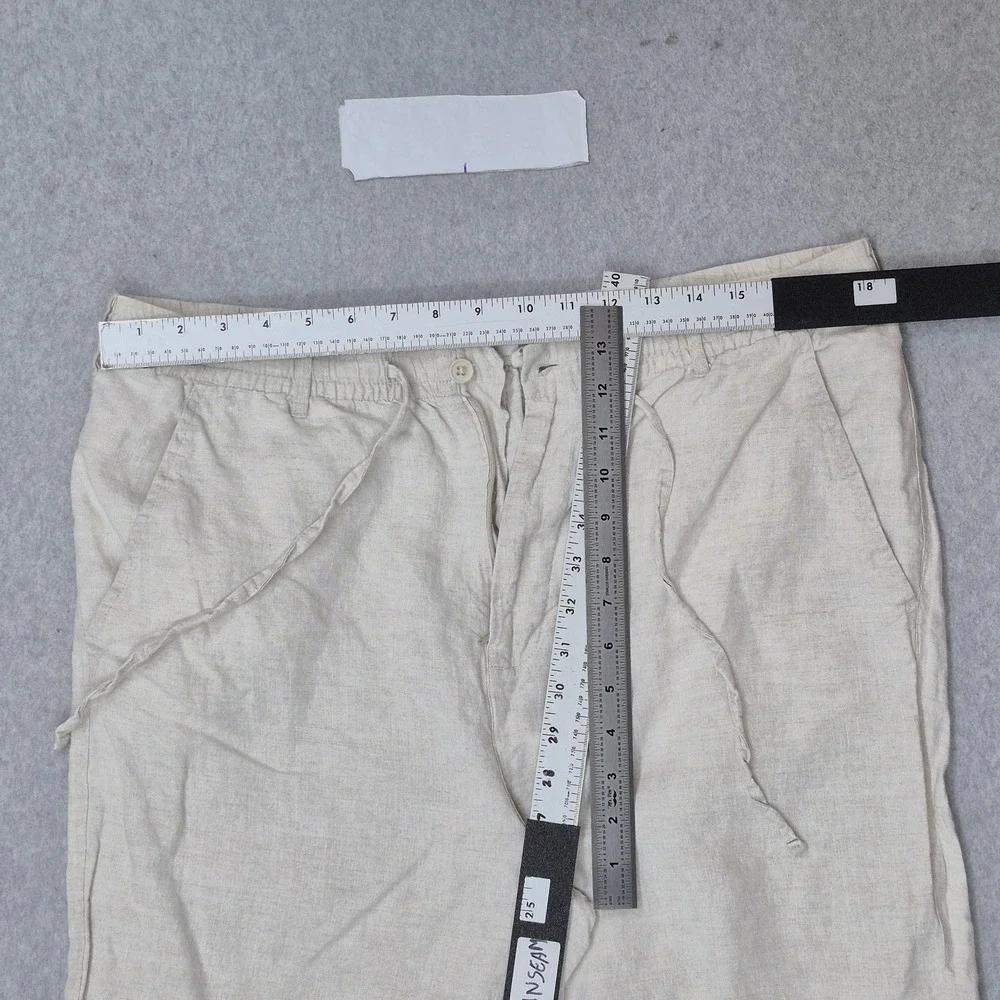 SAFARUI Men Pants Large 190/96B Beige Linen Casual Coastal Beach
